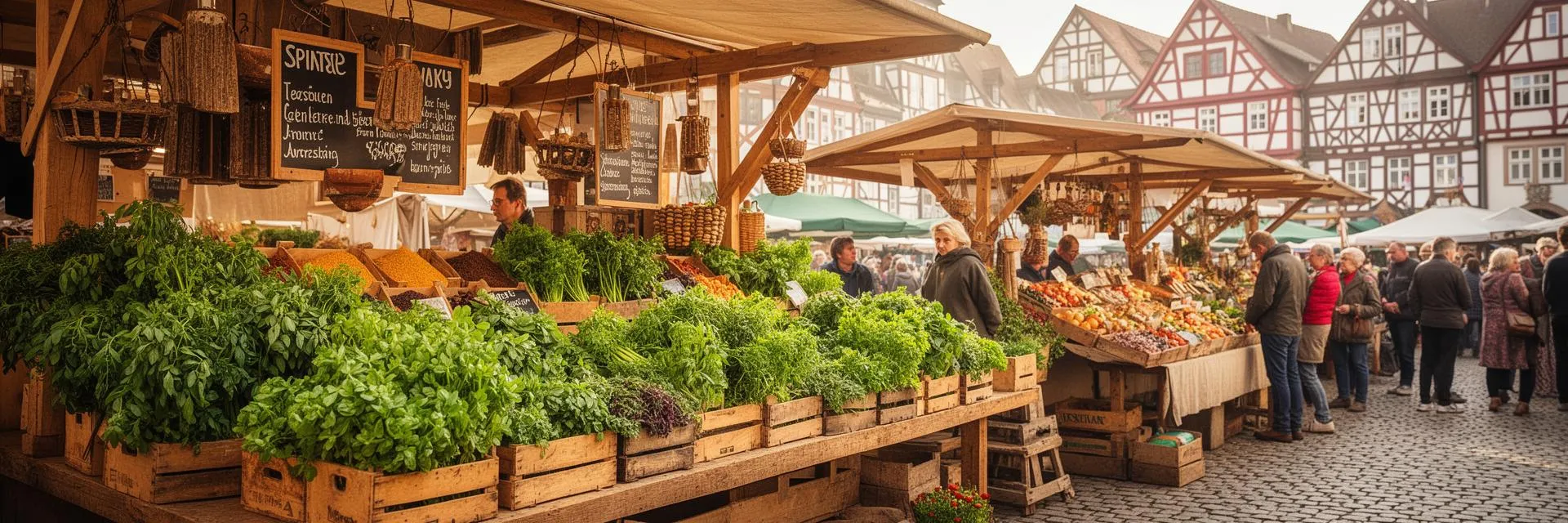 Wochenmarkt mit frischen Kräutern